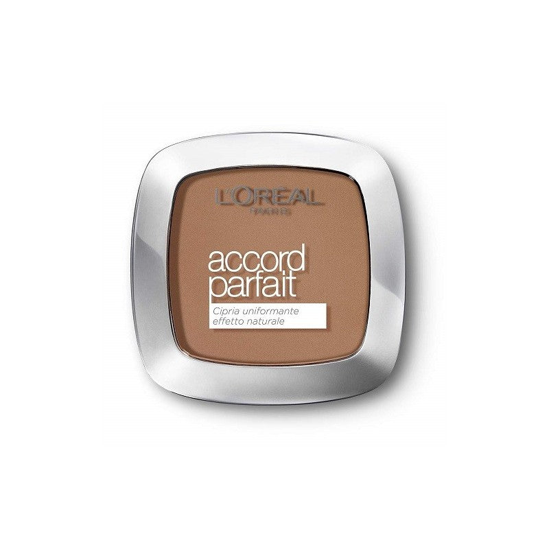 L'Oréal Paris Accord Parfait Cipria Compatta Uniformante – Polvere Viso Ultra Fine a Coprenza Modulabile – Formula con Pigmenti Minerali e Tecnologia Skin-Matching™ Finish Matte Naturale