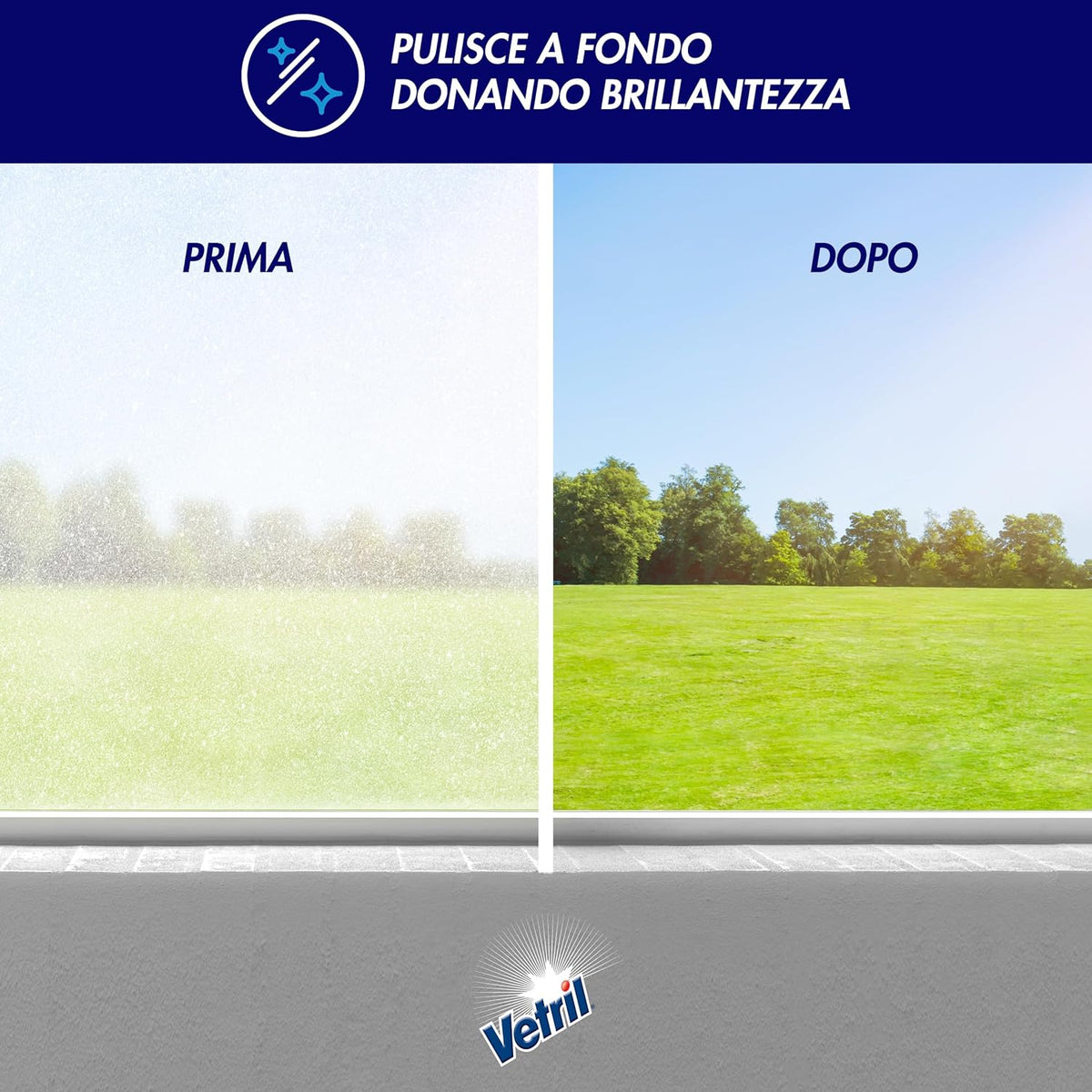 Vetril Igienizzante Spray 650ml | Detergente Multiuso con Alcool | Azione Meccanica Anti-Germi e Batteri | Trasparenza Zero Aloni Senza Risciacquo