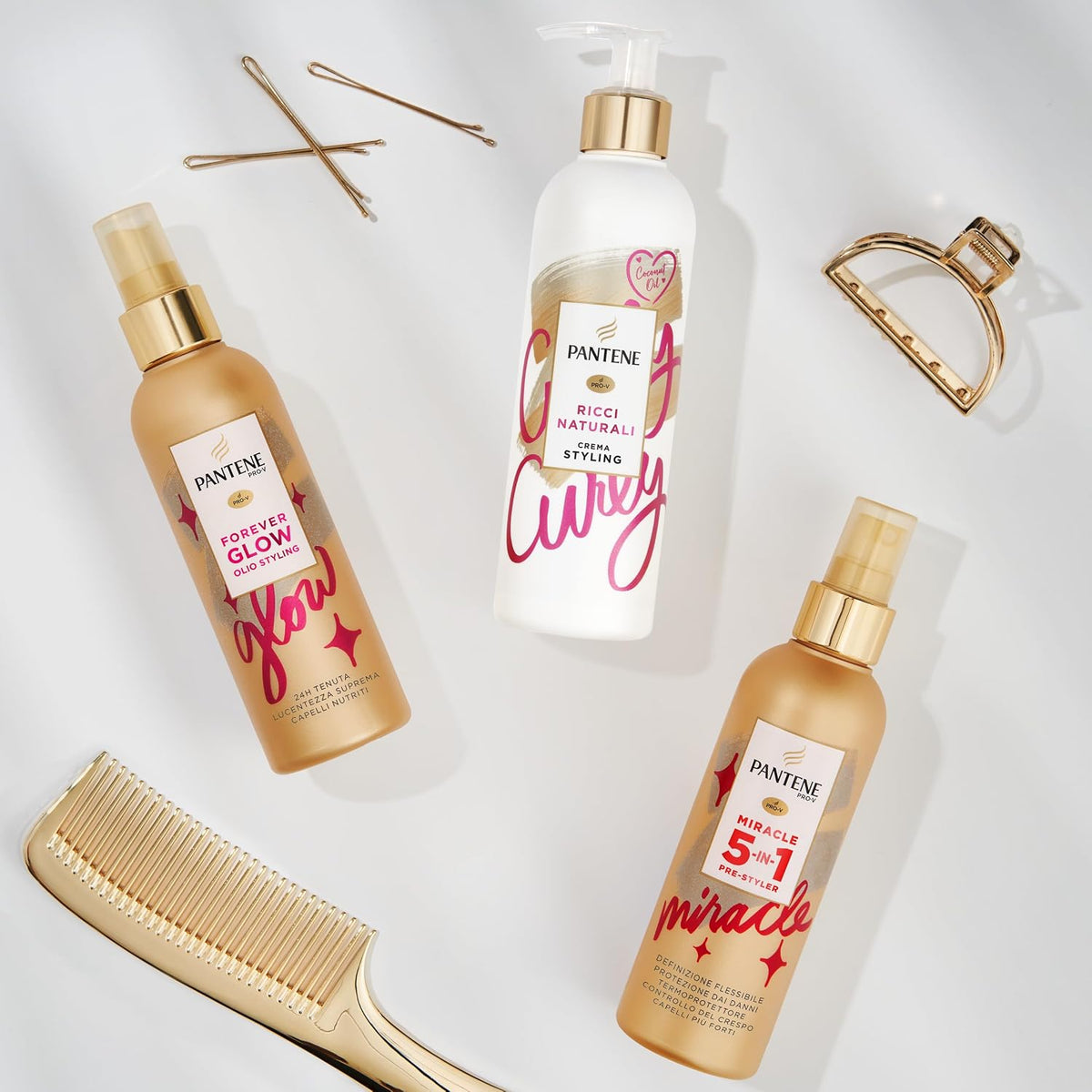 Pantene Pro-V Crema Styling Ricci Naturali 235ml – Trattamento Senza Risciacquo con Olio di Cocco – Definizione Anti-Crespo 24h e Protezione Termica