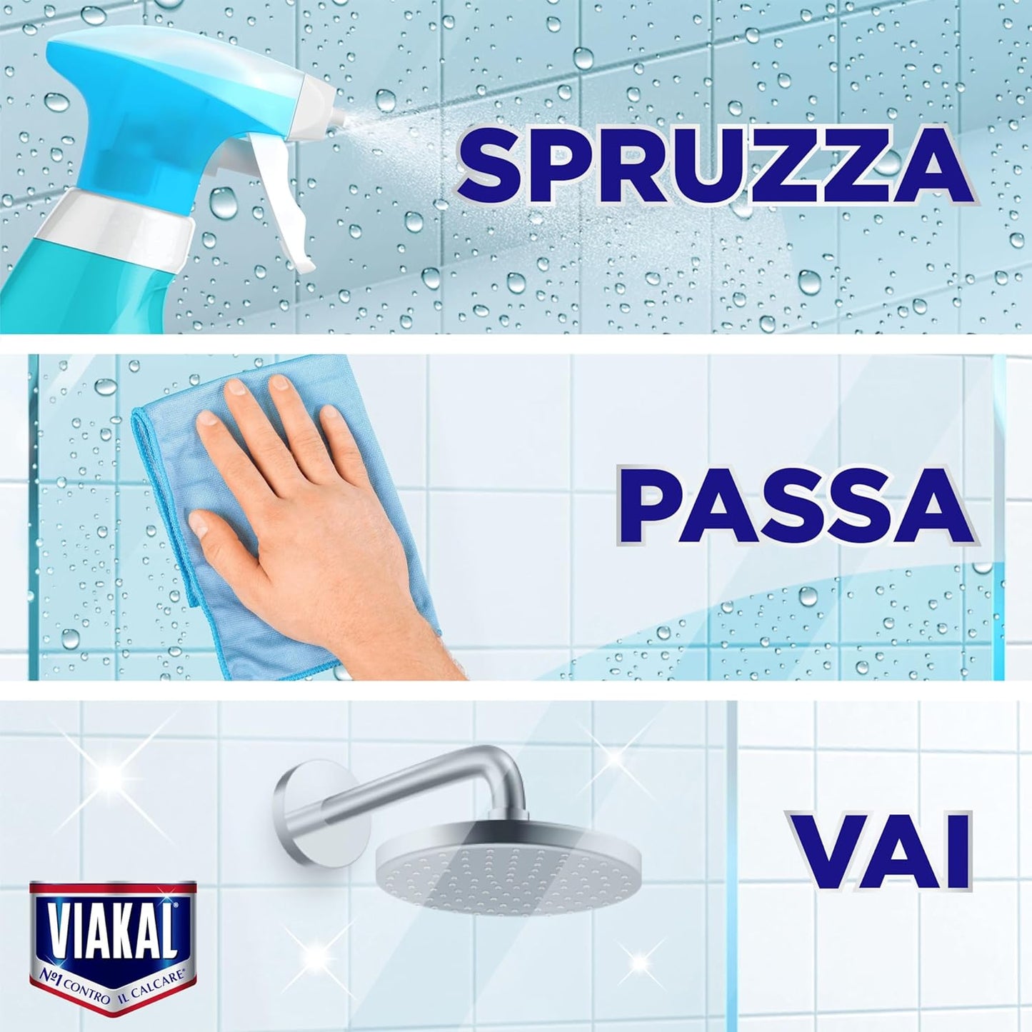Viakal Bagno Express Spray 470ml | Anticalcare Quotidiano Senza Risciacquo | Formula con 83% Origine Vegetale | Profumo Fiore Bianco di Primavera