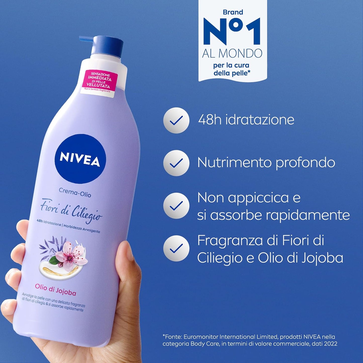 NIVEA Crema-Olio Fiori di Ciliegio & Olio di Jojoba 400ml – Trattamento Corpo Idratante 48h Profondo ad Assorbimento Rapido per Pelle Secca e Luminosa