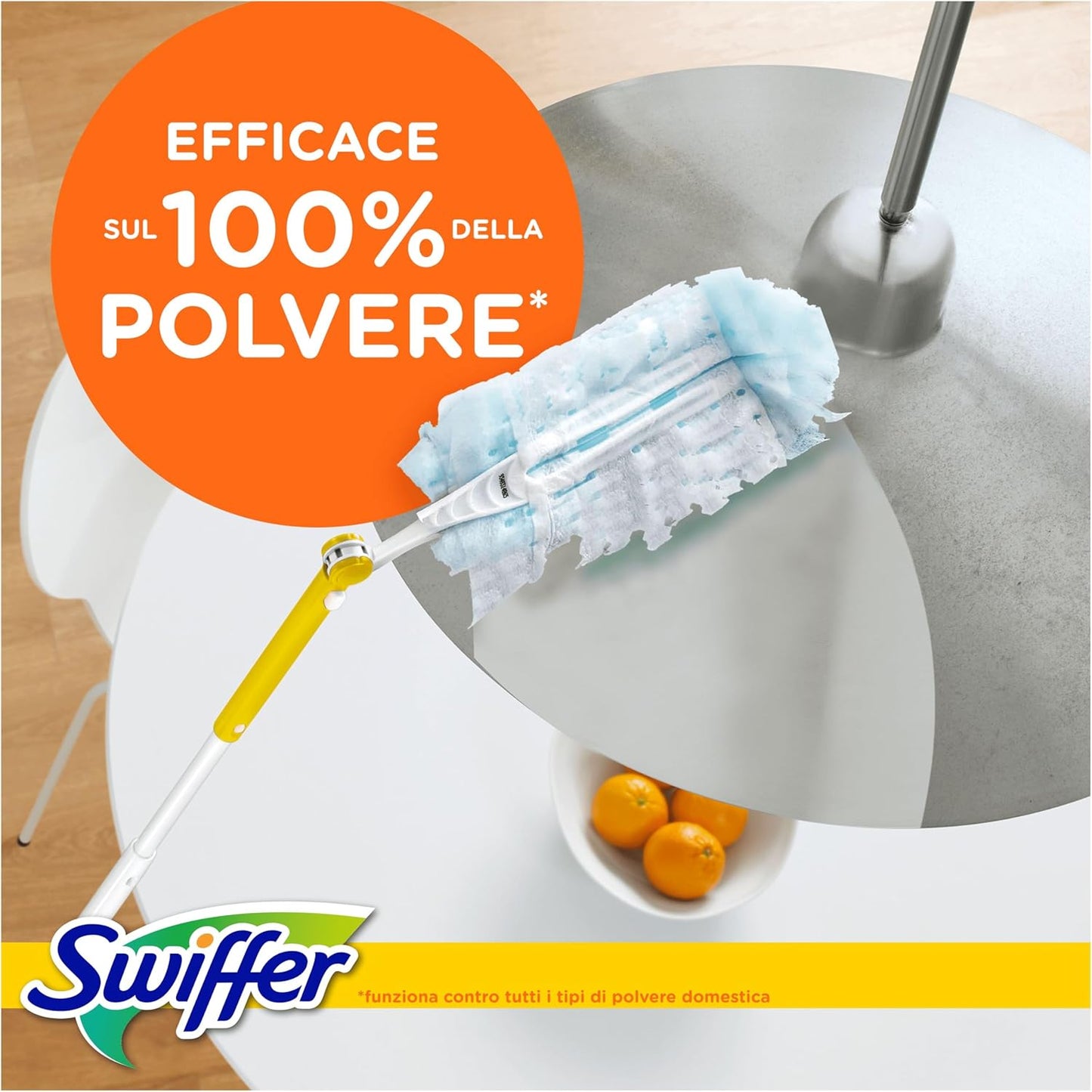 SWIFFER Duster XXL Kit Manico Estensibile 90 cm + 2 Piumini – Sistema Catturapolvere Telescopico Snodabile