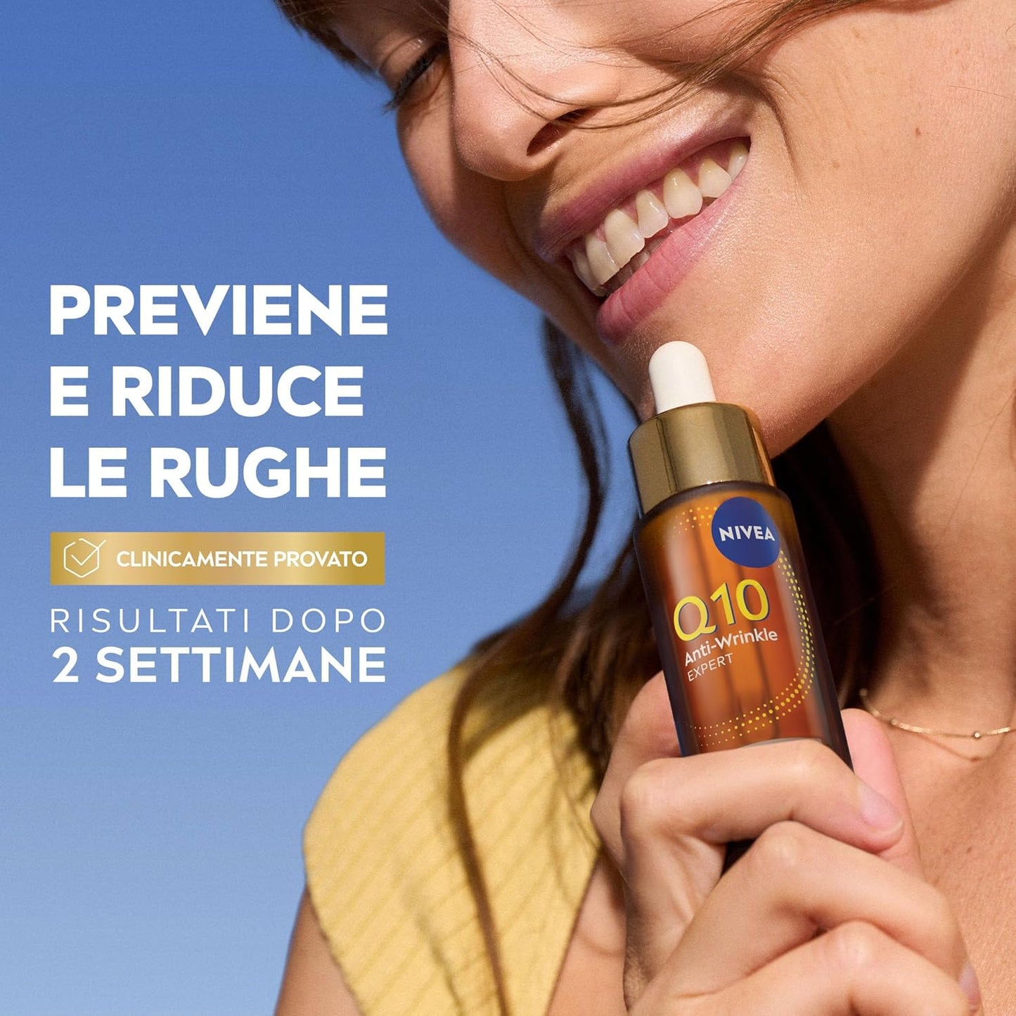 NIVEA Q10 Anti-Rughe Expert Siero Doppia Azione 30 ml con Glycostop – Trattamento Viso Intensivo per Ridurre le Rughe Profonde e Contrastare la Glicazione Cutanea