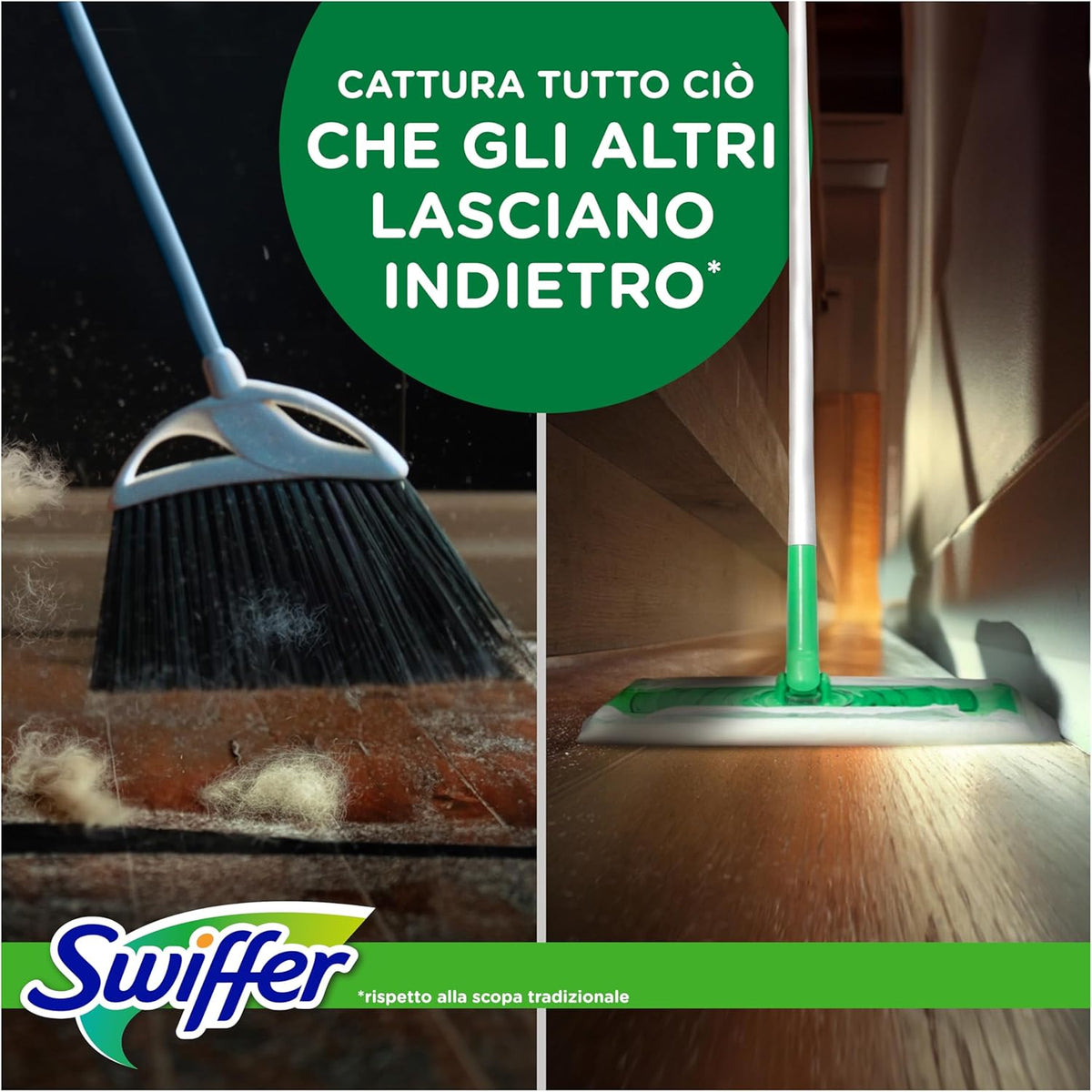 Swiffer Panni Cattura Polvere per Legno con Cera d'Api Trama 3D – Nutre il Parquet e Blocca la Polvere negli Spazi Interdentali delle Venature