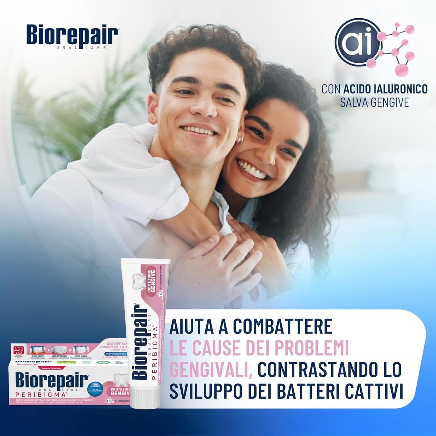 Biorepair Peribioma Protezione Gengive 60ml – Dentifricio con microRepair®BIOMA, Probiotici e Acido Ialuronico