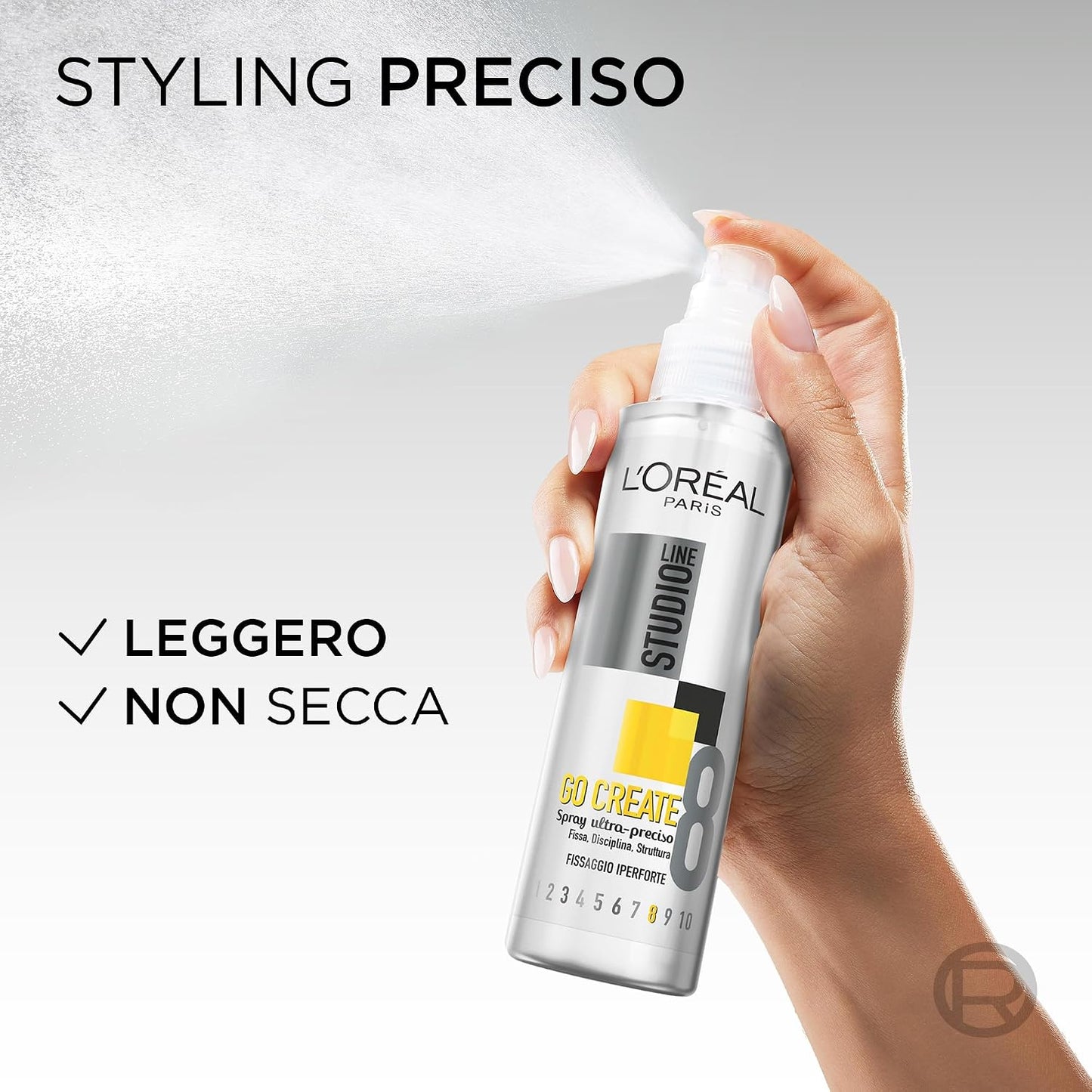 L'Oréal Paris Studio Line Go Create 8 Spray Ultra-Preciso 150 ml | Fissaggio Iperforte 8/10 – Styling Duraturo