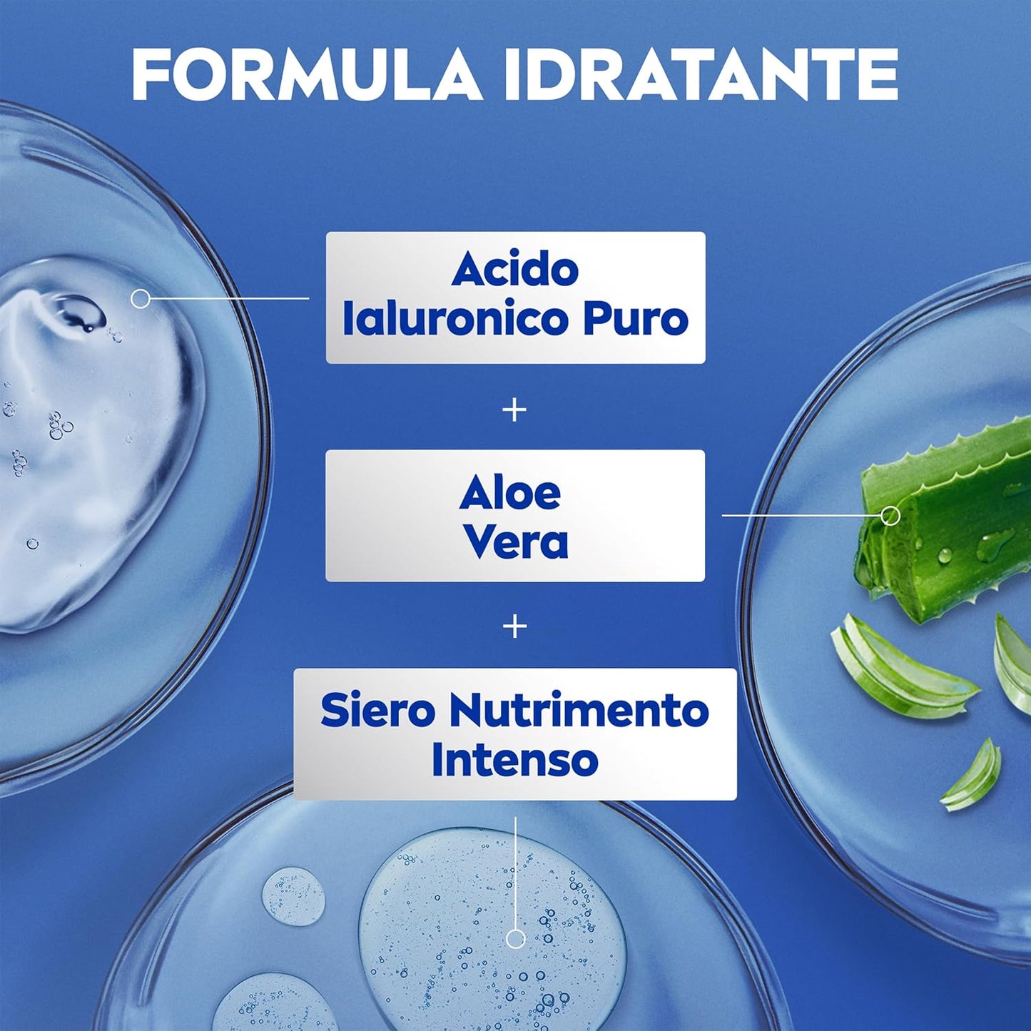 NIVEA Crema Corpo Aloe Idratante 500ml con Acido Ialuronico Puro e Aloe Vera Naturale – 72h Idratazione Profonda Antisecchezza con Assorbimento Rapido