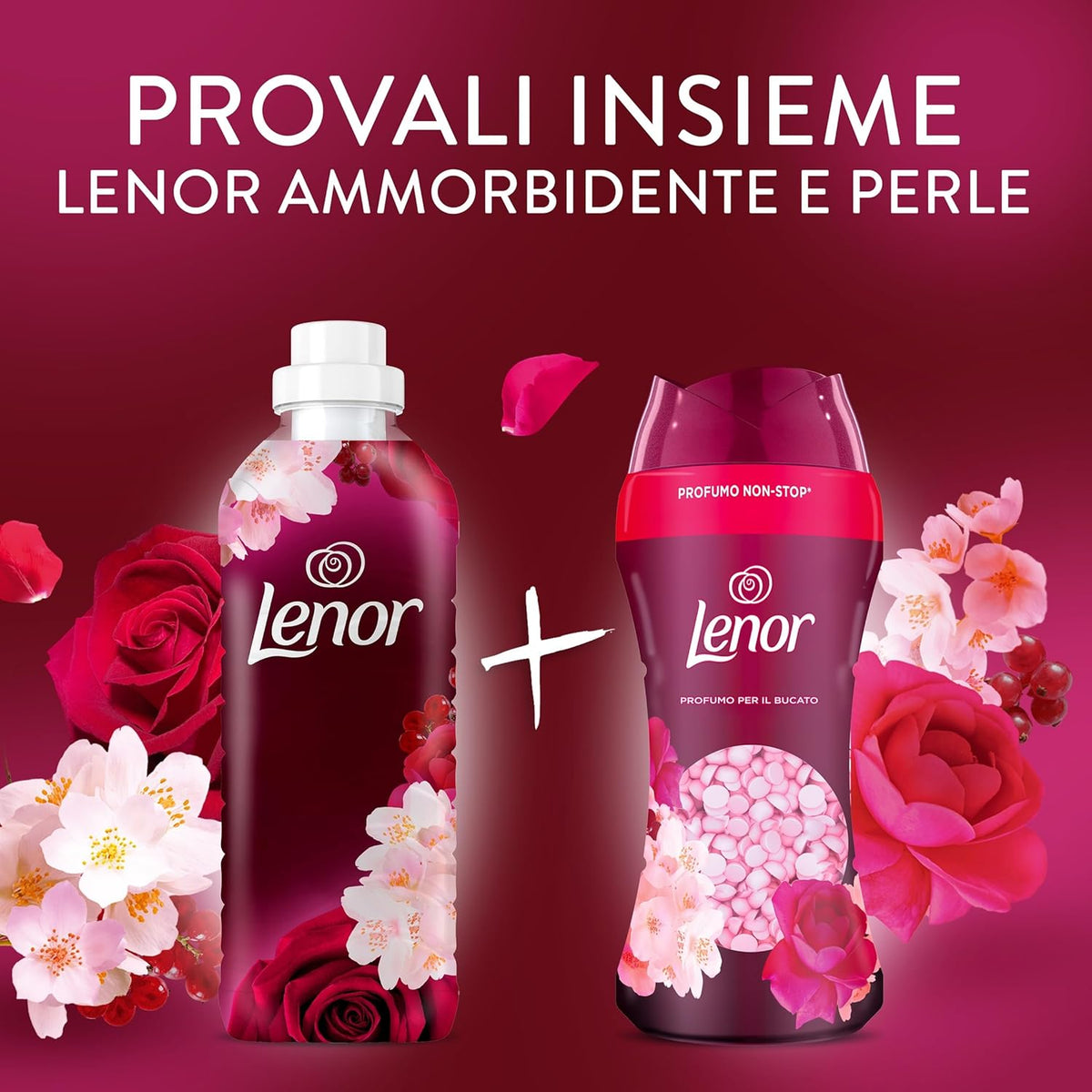 Lenor Perle di Profumo Gelsomino Scarlatto 195g | Intensificatore di Freschezza per Bucato | Fragranza Ruby Jasmine Fino a 12 Settimane