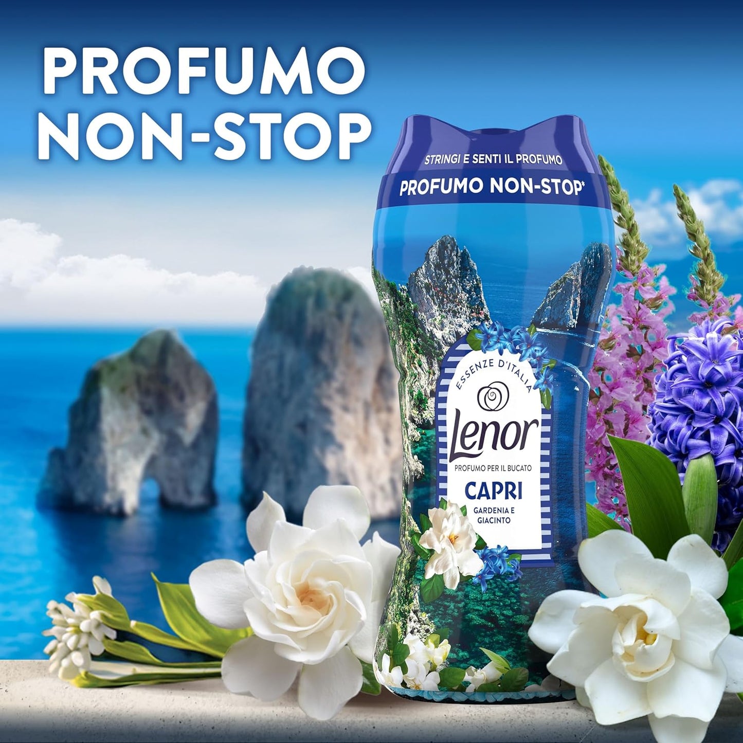 Lenor Capri Profumatore Bucato in Perle Maxi Formato 195g – Intensificatore di Profumo Non-Stop