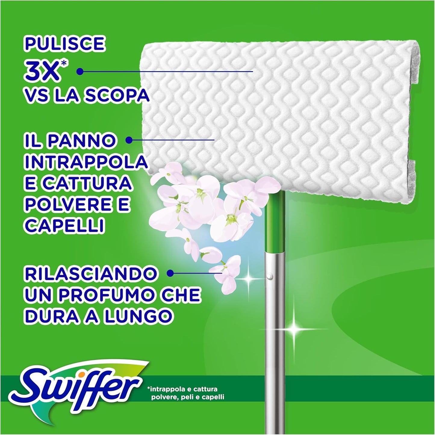 Swiffer Panni Cattura Polvere per Legno con Cera d'Api Trama 3D – Nutre il Parquet e Blocca la Polvere negli Spazi Interdentali delle Venature