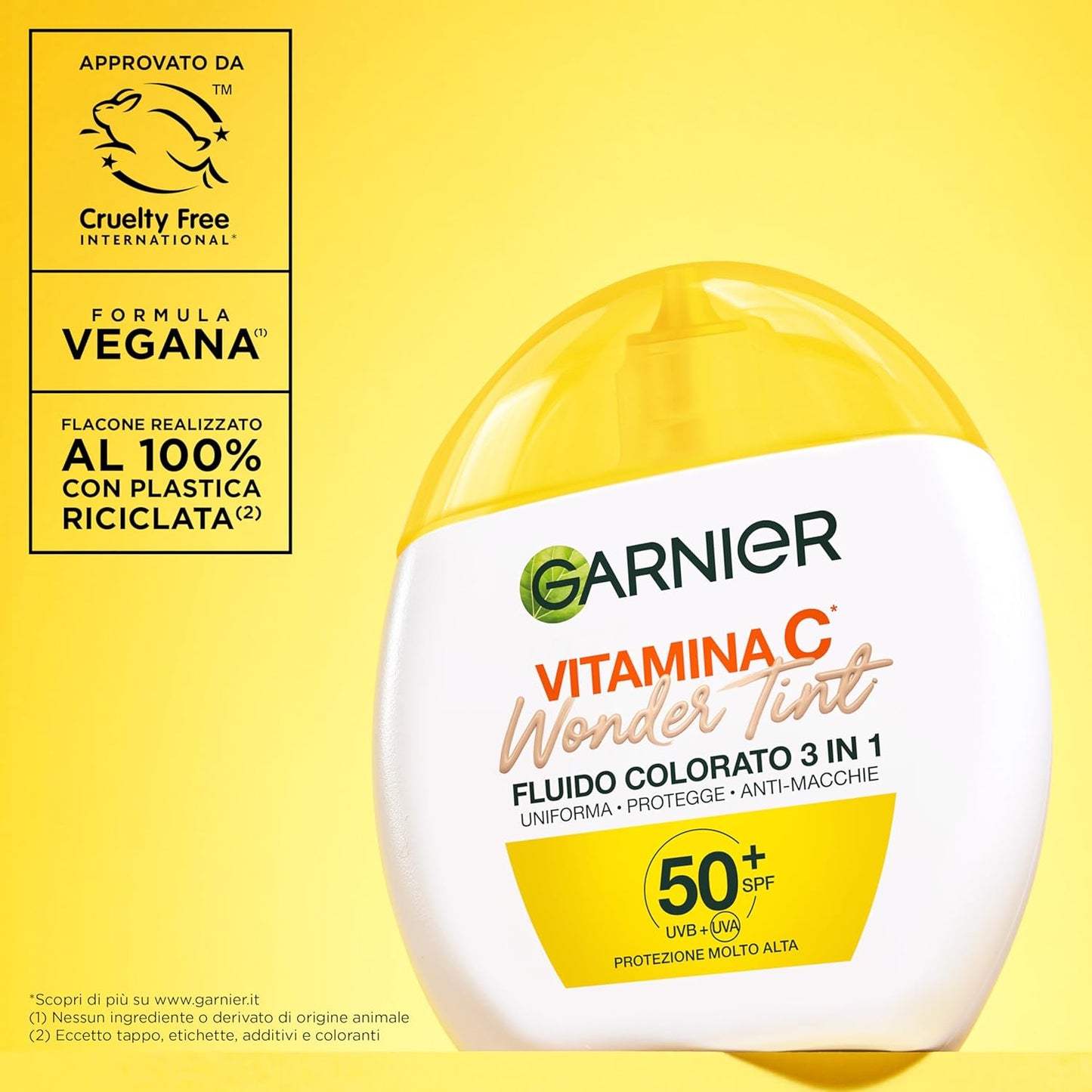 Garnier Vitamina C Wonder Tint Fluido Colorato 3 in 1 SPF50+ Light – Uniformante Viso Anti-Macchie