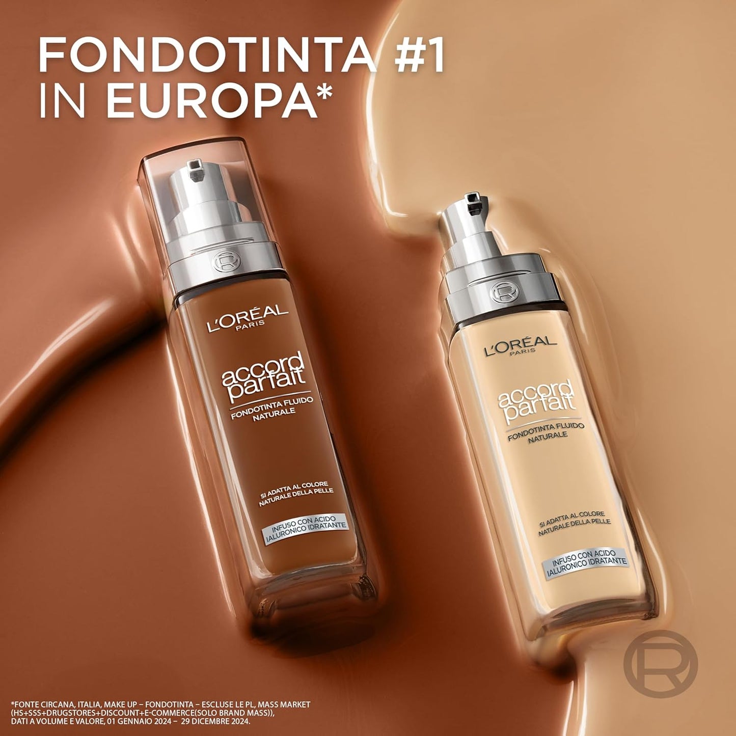 L'ORÉAL PARIS Accord Parfait Fondotinta Fluido Idratante – Formula Arricchita con Acido Ialuronico e Pigmenti Minerali – Effetto Seconda Pelle, Sfumabilità Ultra-Leggera e Idratazione 24H, Varie Nuance