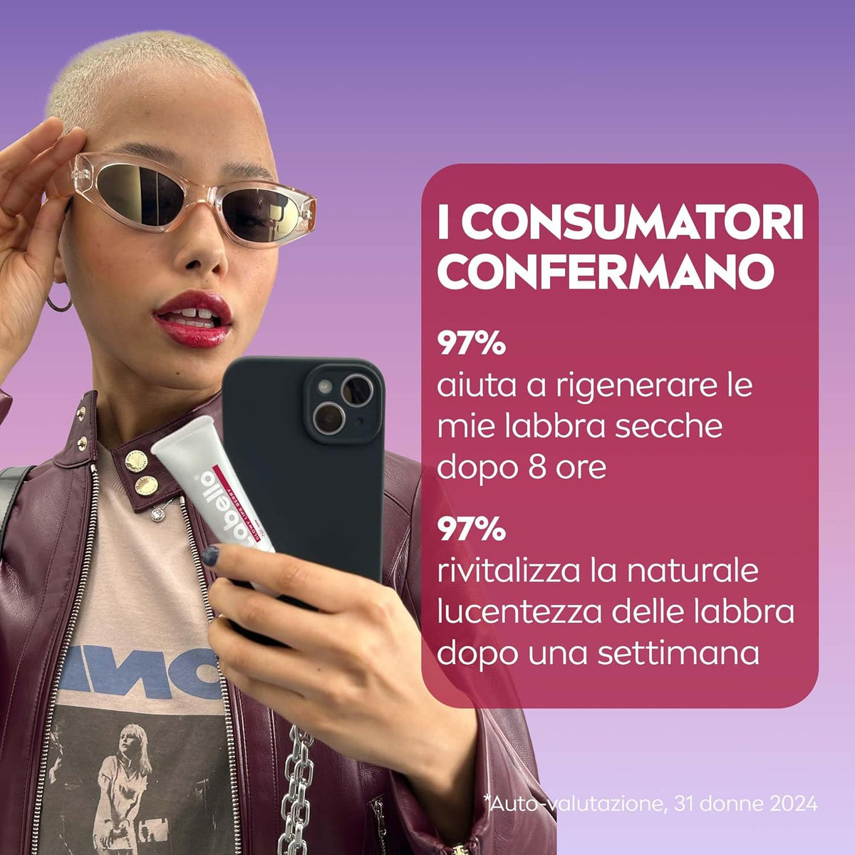 Labello Glowy Lips Berry SPF 30 Tubetto Acido Ialuronico – Balsamo Labbra Glossy e Idratazione Profonda Antietà