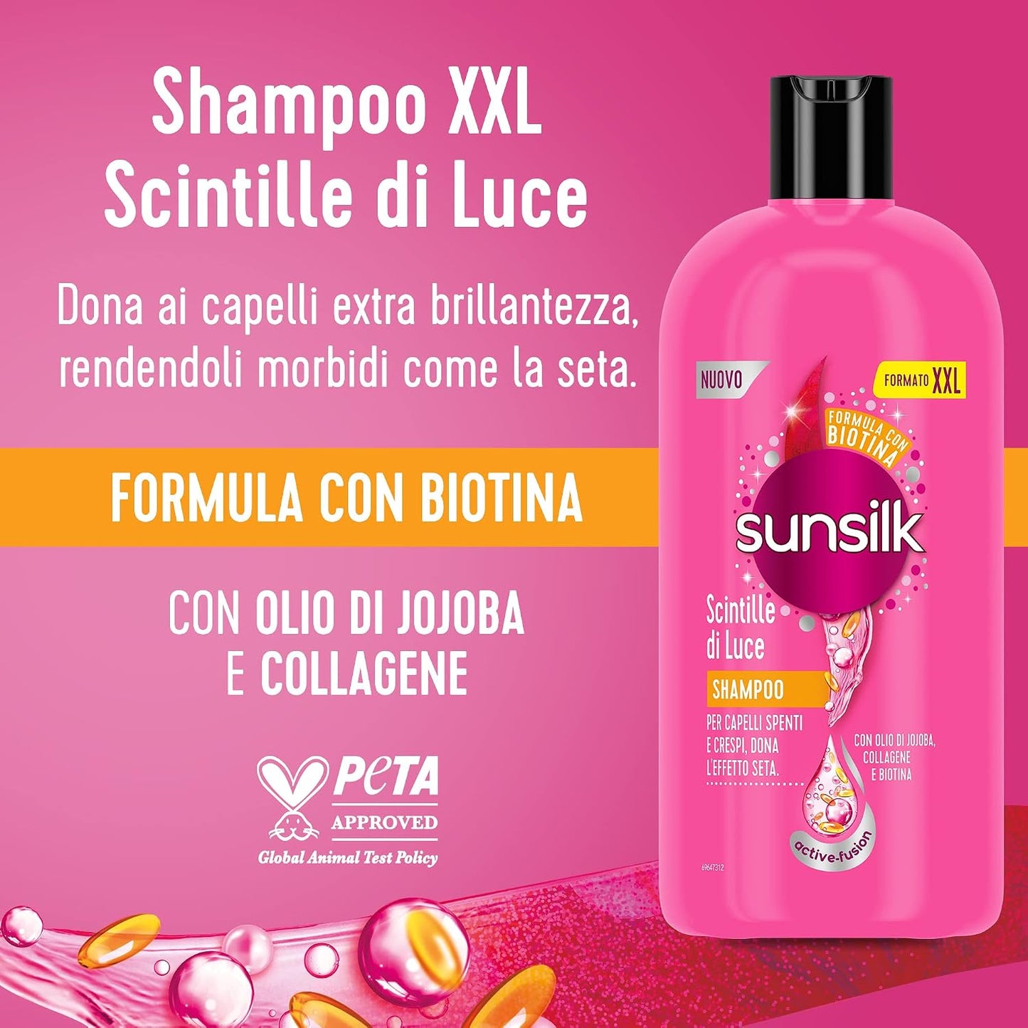 Sunsilk Shampoo Scintille di Luce – Formato XXL – Per Capelli Spenti e Crespi – Azione Illuminante e Disciplinante