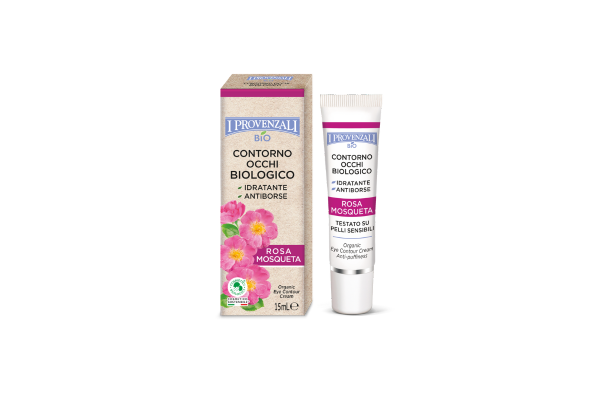I Provenzali Contorno Occhi Biologico Rosa Mosqueta 15 ml | Idratante e Antiborse | Con Acido Ialuronico Vegetale | 100% Vegan per Pelli Sensibili