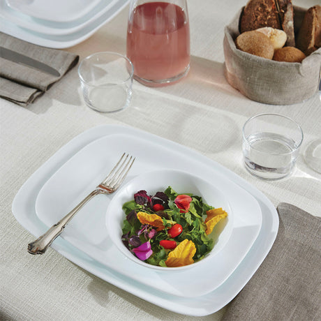 Bormioli Rocco Parma Set 6 Piatti Fondi in Vetro Opale Temperato – Design Moderno Square – Soluzione Antirottura