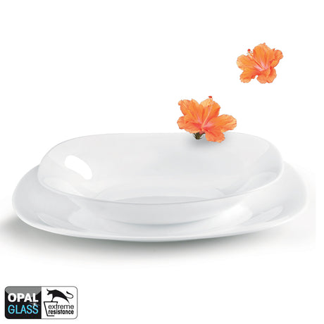 Bormioli Rocco Set Piatti Tavola Parma (18 Pz) – Vetro Opale Quadrato Super Resistente