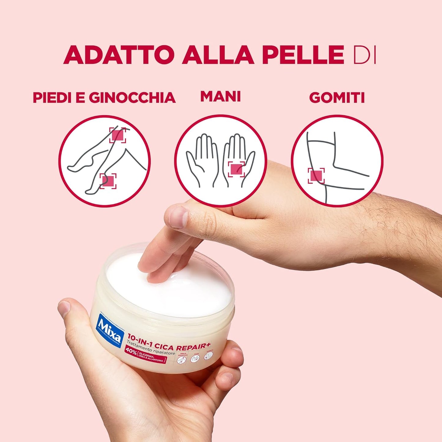 Mixa Cica Repair+ Trattamento Riparatore 10-in-1 (150ml) – Con Urea, Allantoina e Glicerina – Per Zone Screpolate e Slugging