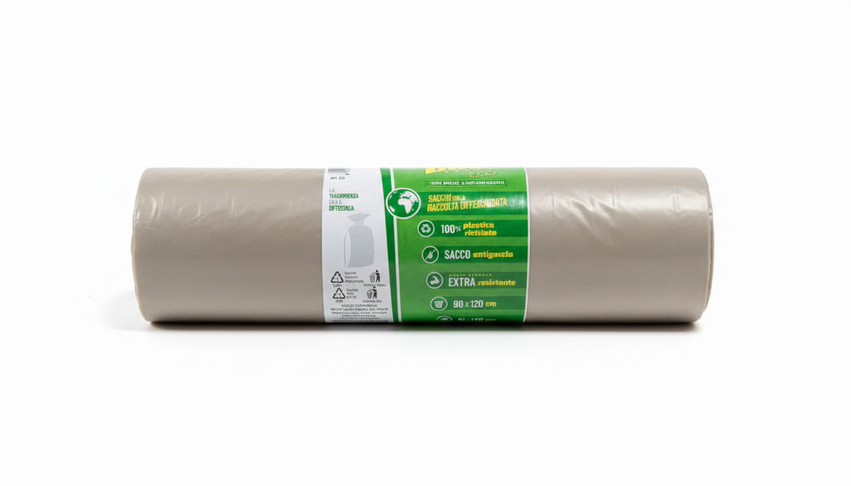 TheBest Eco Sacchi Maxi Raccolta Differenziata 90x120 cm, sacchi grandi per rifiuti in LDPE 100% riciclato, resistenti e capienti, ideali per la raccolta differenziata domestica e professionale.