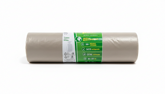 TheBest Eco Sacchi Maxi Raccolta Differenziata 90x120 cm, sacchi grandi per rifiuti in LDPE 100% riciclato, resistenti e capienti, ideali per la raccolta differenziata domestica e professionale.