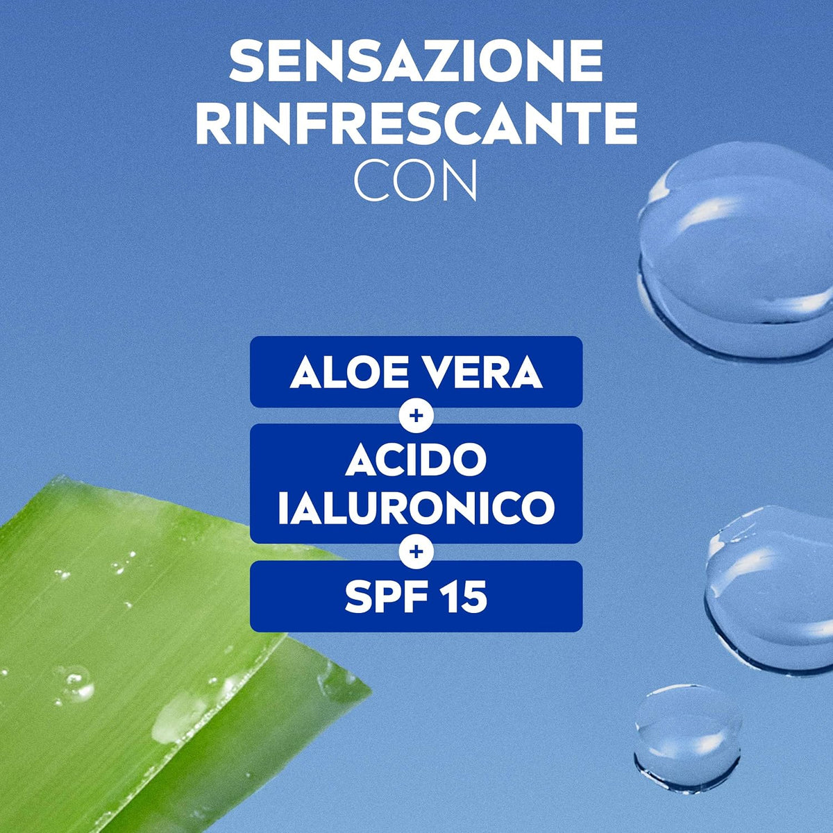 Nivea Crema Giorno Rinfrescante Aloe Vera Acido Ialuronico SPF15 Pelle Normale – Idratazione 24H Anti-Fotoinvecchiamento