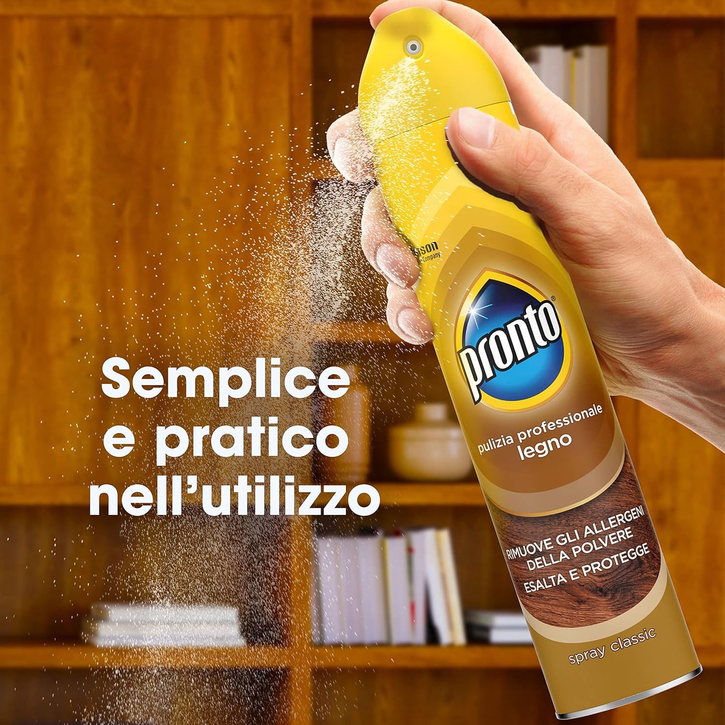 Pronto Spray Legno Classic – 300ml – Lucida, Protegge e Rimuove Polvere e Allergeni – Per Legno Sigillato e Mobili