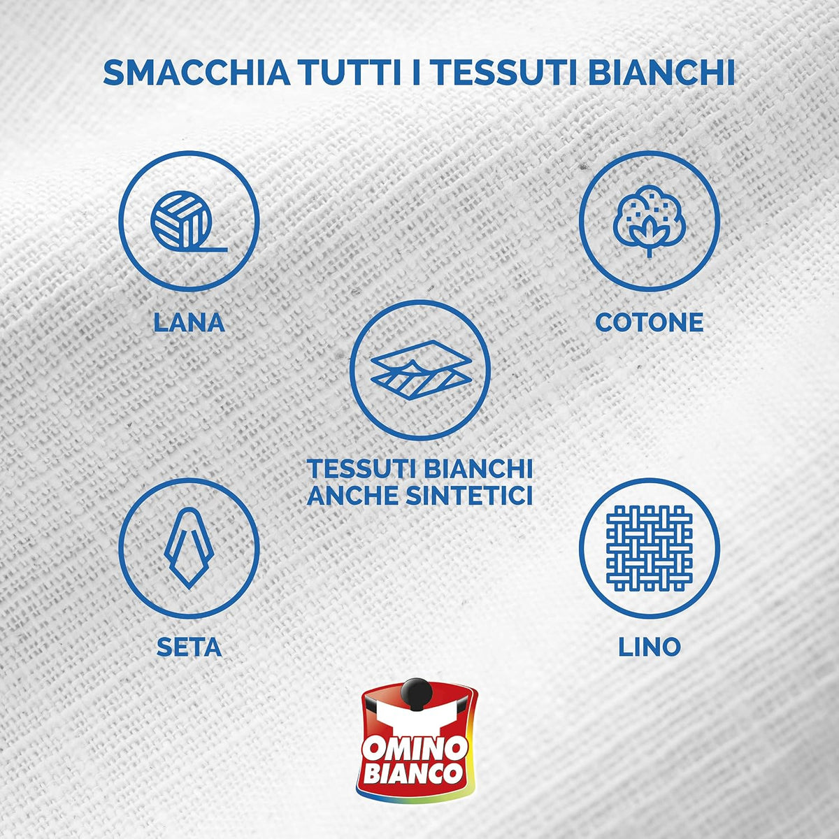 Omino Bianco Sbianca Lana e Delicati | 5 Buste Monodose | Azione Anti-Ingiallimento per Lana, Seta e Lino | Protegge e Rigenera