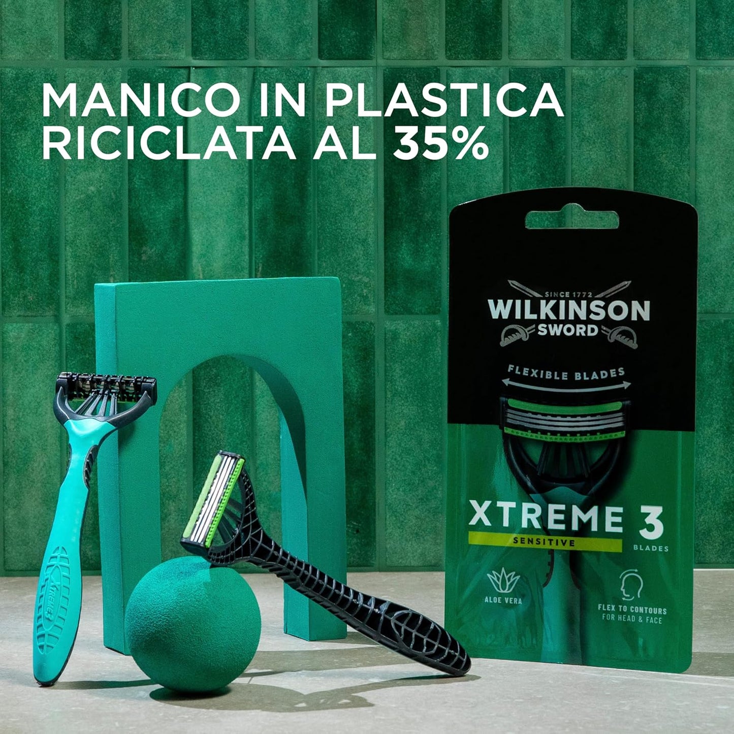 Rasoi Usa e Getta Wilkinson Sword Xtreme 3 Sensitive (4+2 Pezzi) | 3 Lame Flessibili con Aloe Vera per Viso e Testa