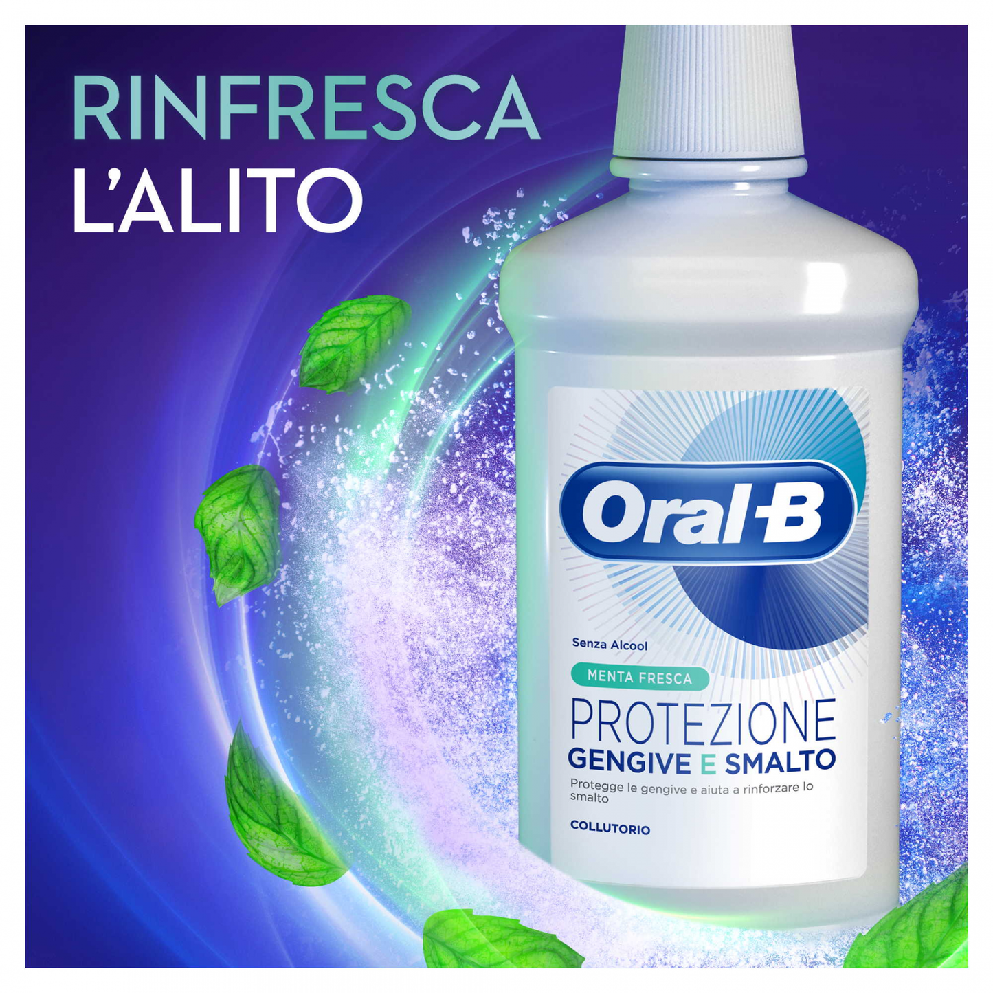 Oral-B Collutorio Protezione Gengive e Smalto 500 ml | Menta Fresca Senza Alcool | Rinforza lo Smalto e Previene la Carie | Tecnologia Clinicamente Testata