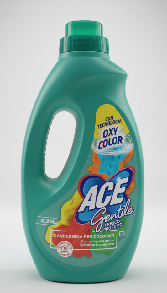 ACE Gentile Fresco Profumo 950 ml Candeggina Delicata Capi Colorati e Delicati Ossigeno Attivo – Tecnologia Oxy-Color Anti-Macchia e Igienizzante Molecolare