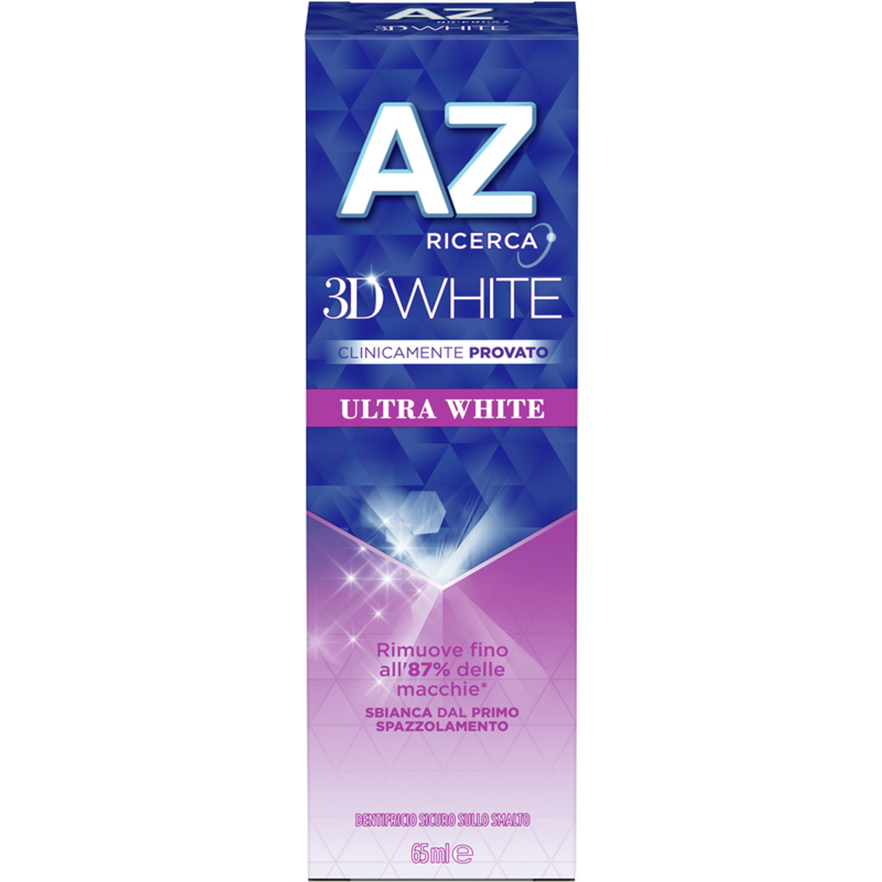 AZ 3D White Ultra White Dentifricio Sbiancante Professionale Menta Polare 65ml – Rimuove fino all'87% delle Macchie Superficiali e Rinforza lo Smalto