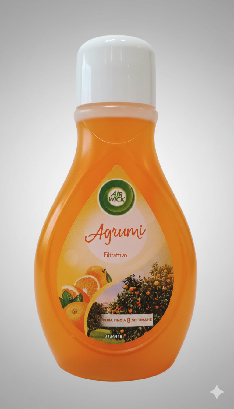 Air Wick Filtrattivo Agrumi 375 ml | Deodorante Ambiente a Intensità Regolabile | Neutralizza Odori e Profuma fino a 8 Settimane | Freschezza Mediterranea