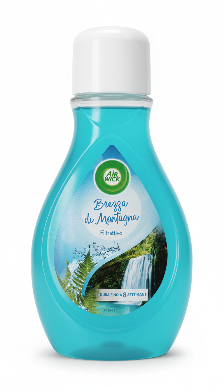 Air Wick Filtrattivo Brezza di Montagna 375 ml | Deodorante Ambiente a Intensità Regolabile | Neutralizza Odori e Profuma fino a 8 Settimane | Freschezza Naturale