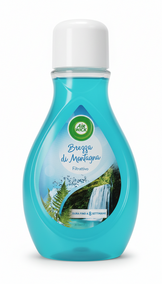 Air Wick Filtrattivo Brezza di Montagna 375 ml | Deodorante Ambiente a Intensità Regolabile | Neutralizza Odori e Profuma fino a 8 Settimane | Freschezza Naturale
