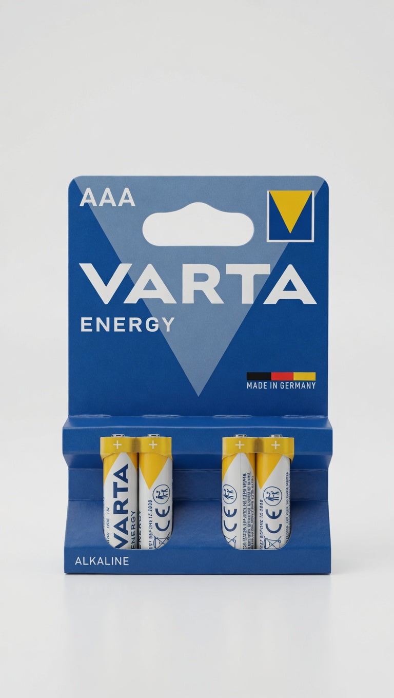 Varta Energy AAA Ministilo LR03 | Confezione da 4 Batterie Alcaline 1.5V | Made in Germany | Ideali per Dispositivi a Basso Consumo