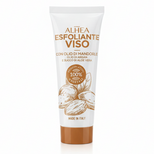 ALHEA Esfoliante Viso 75ml – Con Olio di Mandorle & Argan – 100% Principi Attivi Vegetali – Rigenerante e Anti-Impurità