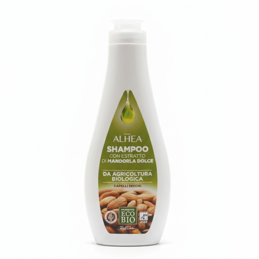 ALHEA Shampoo Capelli Secchi 250 ml | Con Mandorla Dolce Biologica | Eco Bio Cosmetico Certificato AIAB | Senza Siliconi e Parabeni
