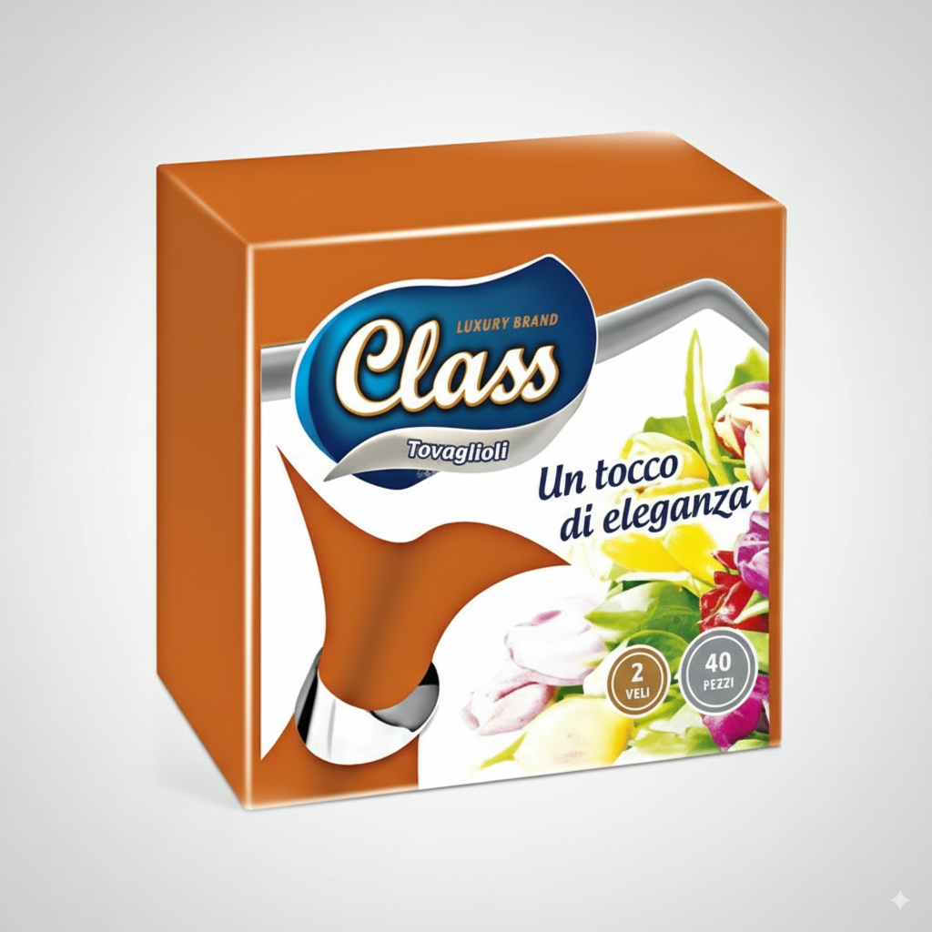 Vit Tovaglioli Arancio Class 2 Veli | Confezione da 40 Pezzi | Tovaglioli di Carta Morbidi e Assorbenti per Feste e Party
