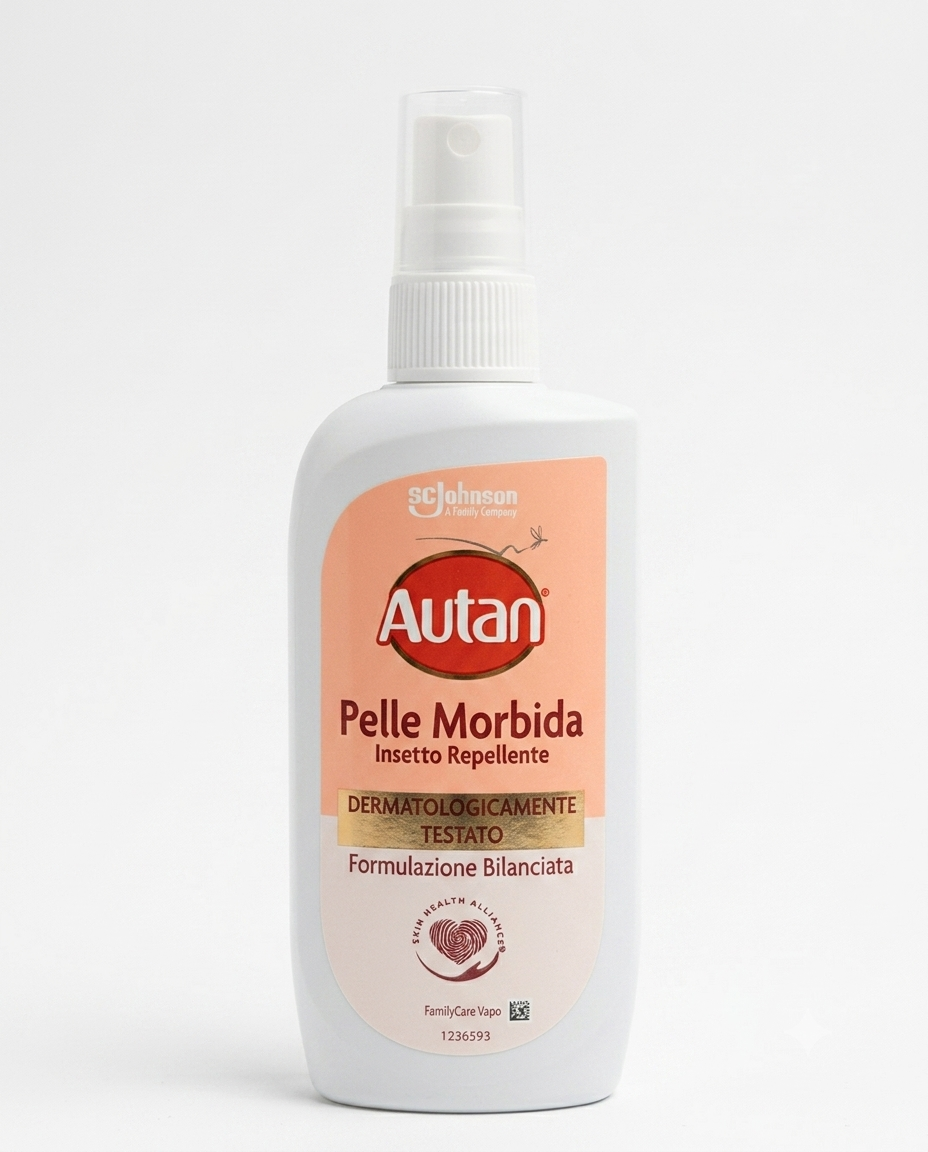 Autan Family Care Pelle Morbida Insetto Repellente Vapo 100 ml, spray repellente con Icaridina al 10%, formulato per proteggere la pelle dalle punture di insetti, Presidio Medico Chirurgico.