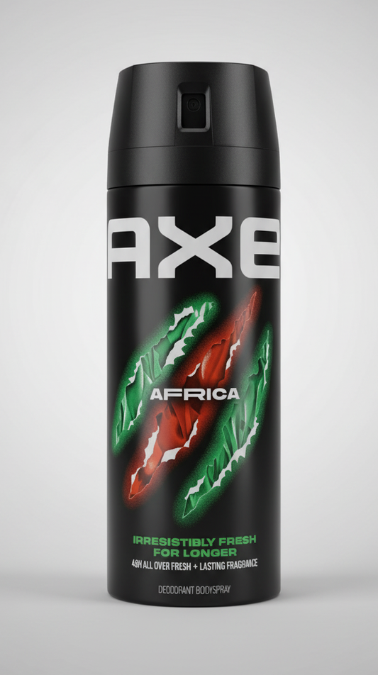 Axe Deodorante Spray Africa 150ml – Fragranza Mandarino & Legno di Sandalo – Doppia Azione Deodorante & Bodyspray – Protezione 24 Ore