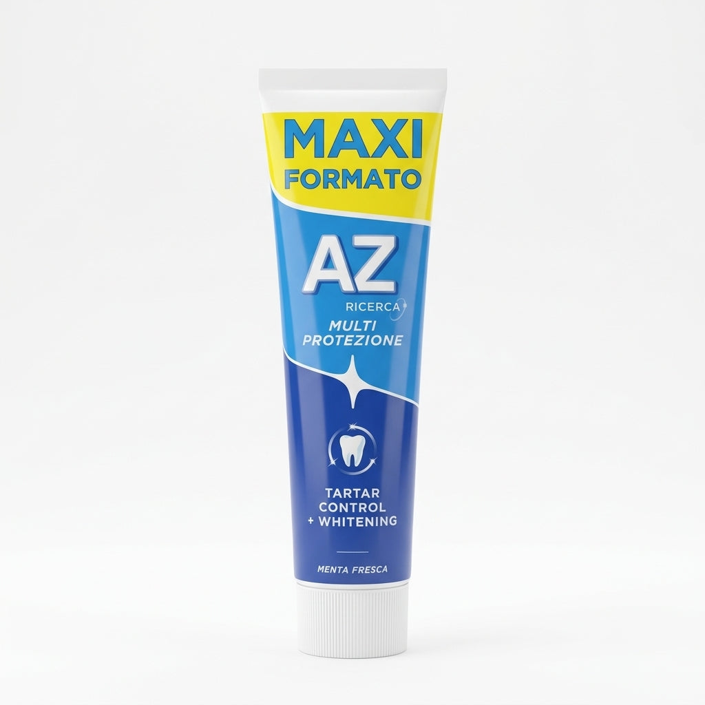 AZ Ricerca Tartar Control Whitening Dentifricio Menta Fresca 100 ml Tubetto – Azione Antitartaro Sbiancante Fluoruro 1450 ppm