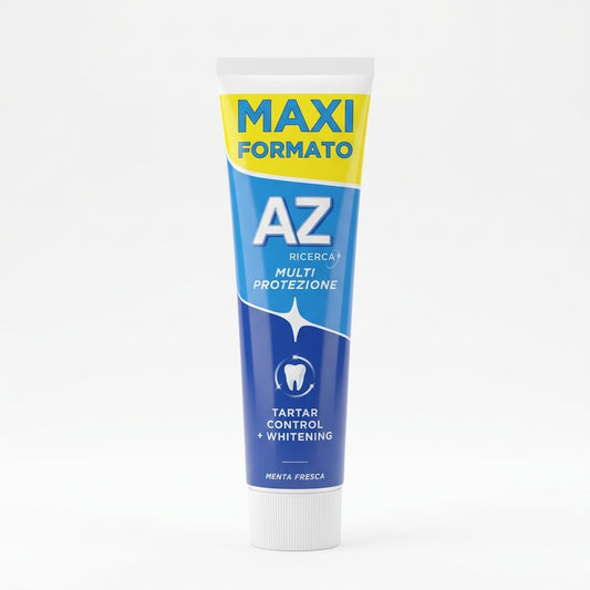 AZ Ricerca Tartar Control Whitening Dentifricio Menta Fresca 100 ml Tubetto – Azione Antitartaro Sbiancante Fluoruro 1450 ppm