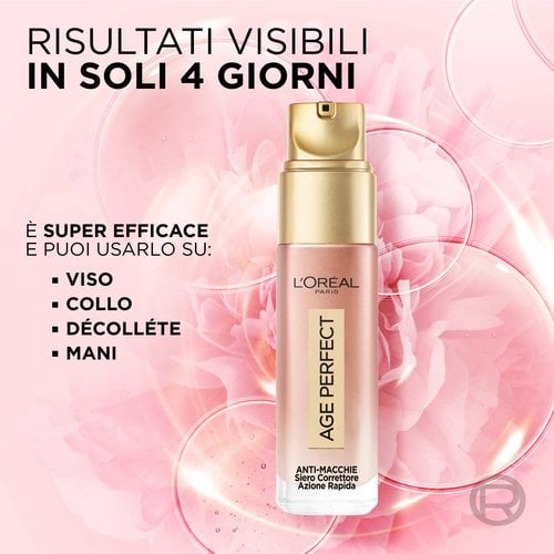 L'Oréal Paris Age Perfect Siero Correttore Anti-Macchie Azione Rapida | 30ml | Niacinamide 7% e Peonia | Per Viso Collo e Mani