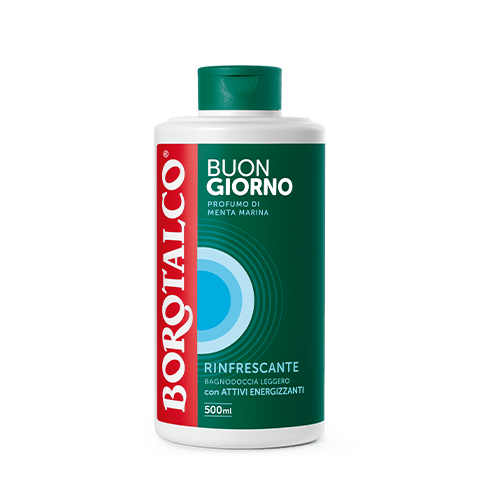 Borotalco Bagnodoccia Buongiorno Rinfrescante 500 ml | Con Attivi Energizzanti e Menta Marina | Texture Leggera | Flacone 100% Plastica Riciclata