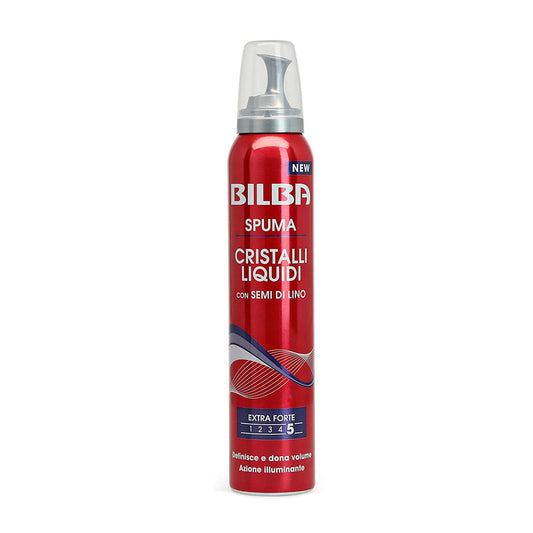 BILBA Spuma Ricci Extra Forte 200ml | Mousse ai Semi di Lino & Cristalli Liquidi | Definizione e Lucentezza Cristallina