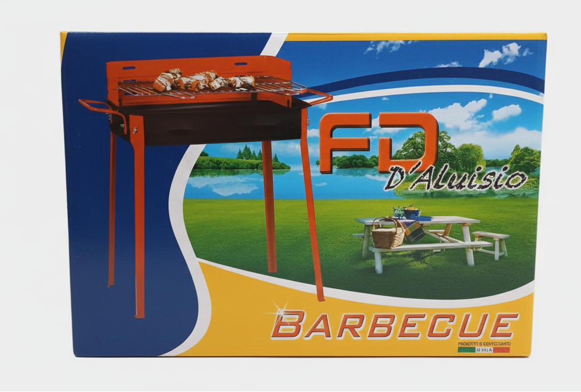 Barbecue FD D'Aluisio Grande | 40x60 cm | in Acciaio Verniciato ad Alta Resistenza | Griglia in Acciaio Cromato Regolabile in 3 Posizioni | Struttura Fissa ad Alta Stabilità | Made in Italy