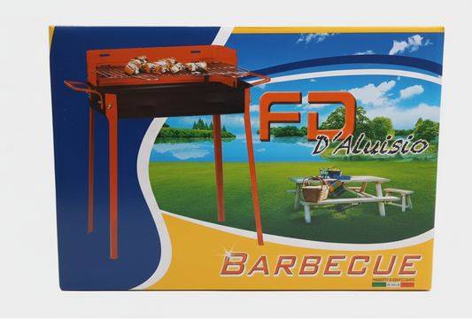Barbecue FD D'Aluisio Grande | 40x60 cm | in Acciaio Verniciato ad Alta Resistenza | Griglia in Acciaio Cromato Regolabile in 3 Posizioni | Struttura Fissa ad Alta Stabilità | Made in Italy