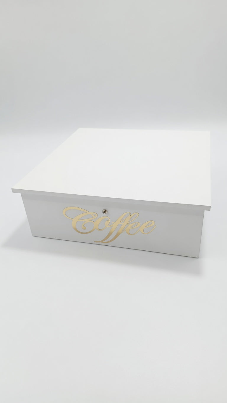 Emporio Cotton Porta Cialde da Caffè 30x30x10 cm | Cassetto Organizzatore a 7 Scomparti | Pomelli Diamantati