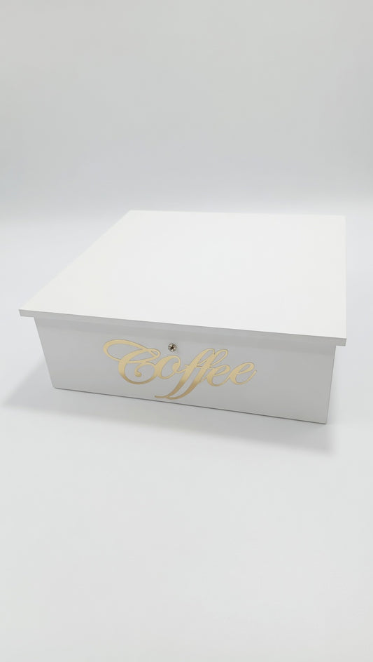 Emporio Cotton Porta Cialde da Caffè 30x30x10 cm | Cassetto Organizzatore a 7 Scomparti | Pomelli Diamantati