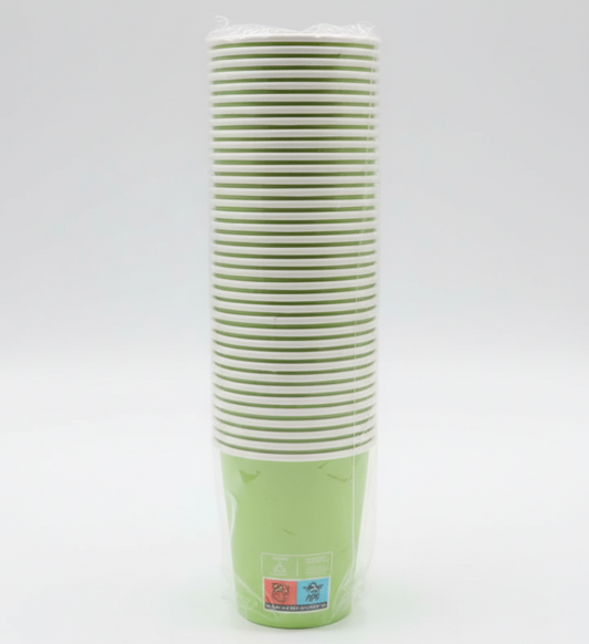 Bicchieri di Carta Monouso Dealo 200 ml | Set 50 Pezzi | Disponibili in 3 Colori (Celeste, Verde, Marrone) | Ideali per Bevande Calde e Fredde